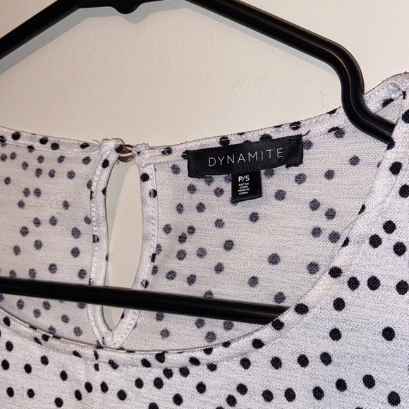 B/W Fitted Peplum Top - Dynamite Clothing - Picture 2 of 4